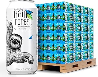 Rainforest Artesian Water, Costa Rica Pallet of 114 boxes - 1,368 Water Cans (475 mL / 16 oz Each) | Eco-Friendly & Sustainable Aluminum Packaging