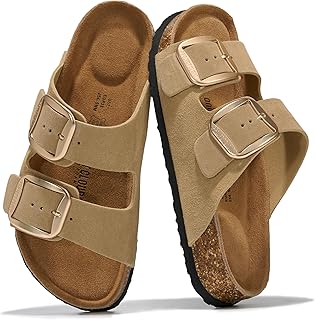 100% Genuine Leather Flat Sandals for Women 2026 Comfortable Beach Essentials Womens Sandals Memory Foam Vacation Essentials Slides for Women Footwear (Santorini)