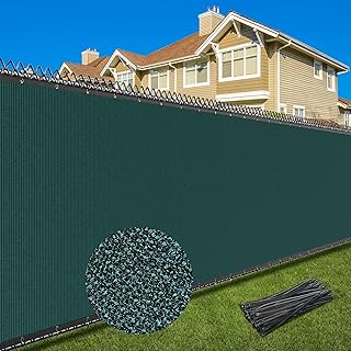 6X50FT Privacy Screen Fence, Heavy Duty Fencing Shade Cover, 170GSM 90% Blockage Mesh Shade Net for Wall Garden Yard Backyard (6 ft X 50 ft, Dark Green)