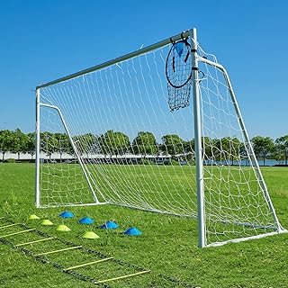 Soccer Goals for Backyard Soccer Goal 12x6 Big 10x6.5 8x6 6x4FT Soccer Goals for Youth Adults and Kids Large Metal 2" Goal Post with Agility Ladder and Target Net Soccer Cones Practice Equipment