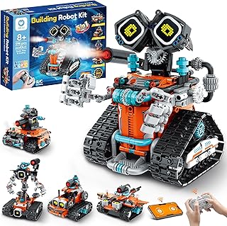 Robot Building STEM Kit with Remote Control for Boys Ages 8-14, Technic Coding Gifts for Kids Birthday, Buildable 5in1 Robotics Toy with 596 Pieces