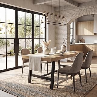 GarveeHome 63 Inch Small Space Dining Table for 4-6 People, Rectangular Kitchen Table for Apartment & Dining Room, Heavy Duty Metal Frame, Natural