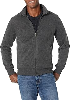 Men's Fleece Zip Up Mock Neck Sweatshirt, Midweight, Regular Fit