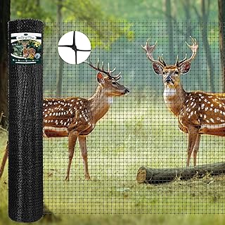FRUITEAM Deer Fence Netting, 8FT x 100FT Heavy Duty Black PP Coated, Garden Protection Barrier, 0.7"x0.7" 70gr/sqm Mesh, Long-Lasting Yard Garden Fencing Roll