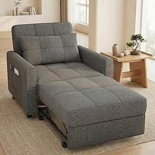 Gizoon Sofa Bed Chair 3 in 1 Convertible, Pullout Single Sleeper Chair Bed with Adjustable Backrest, Spacious Multifunctional Sofa Couches for Living Room, Bedroom, Apartment