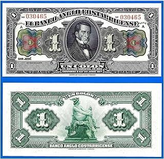 1917 No Mint Mark GEM UNCIRCULATED ORIGINAL 1917 COSTA RICA 1 COLON engraved by AMERICAN BANK NOTE CO.! A STUNNER! 1 Colon Seller Perfect Uncirculated