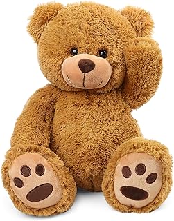 LotFancy Teddy Bear Stuffed Animals, 20 inch Soft Cuddly Cute Plushies, Plush Toys with Footprint Design, Stuffed Animals for Girls Kids Baby Toddlers, Baby Shower Easter Birthday Gift Decor, Brown