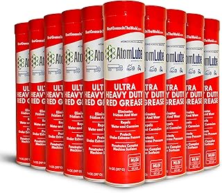 Ultra Heavy Duty Red Grease, 10-Pack of 14 Oz. | Waterproof & High Temp Lubricant for Metal Surfaces | Wheel Bearing Grease for Semi Truck Accessories
