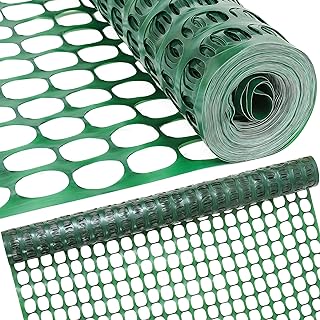 Houseables Fencing, Temporary Fence, Snow Fence, 4x100' Feet, 10.55 lb/roll, Green Plastic Fencing, Deer Netting, Plastic Mesh Roll, Safety Netting, Construction, Yard, Garden, Chicken, Dogs, Backyard